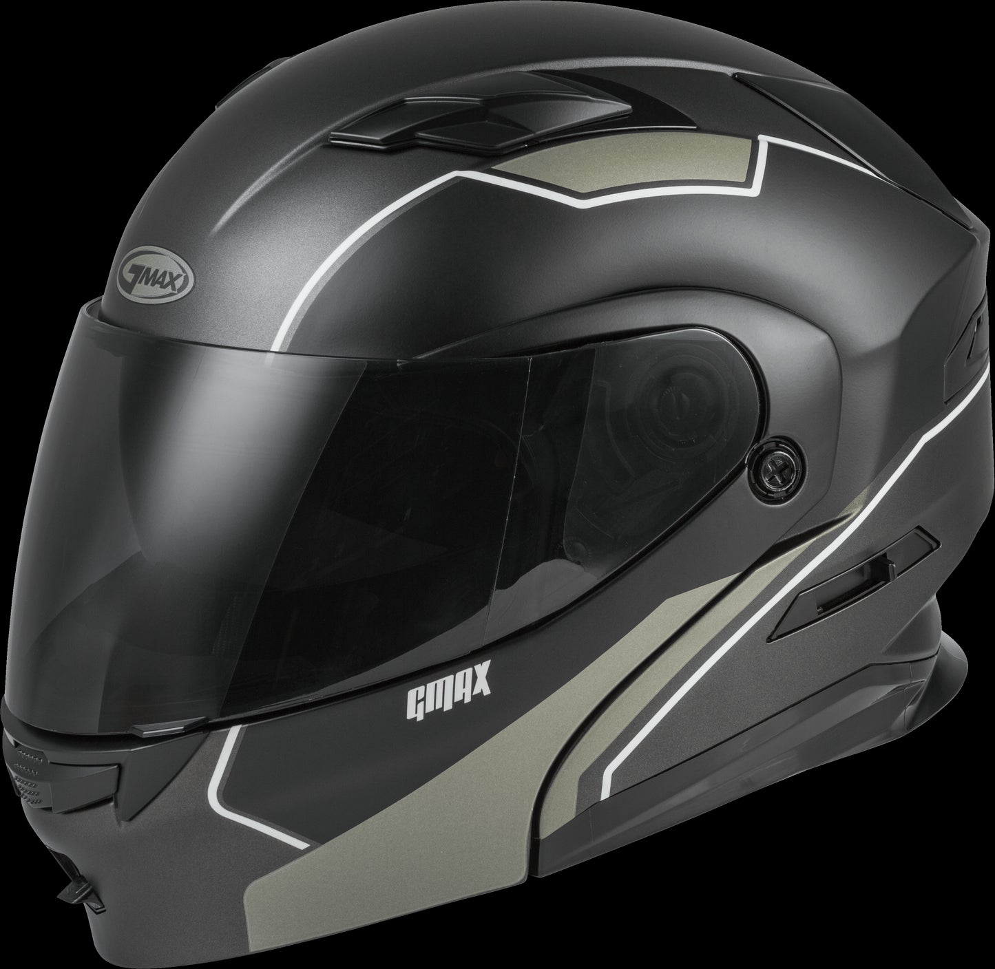 GMAX MD-01 Exploit Modular Helmet (Matte Black/Silver) - Small