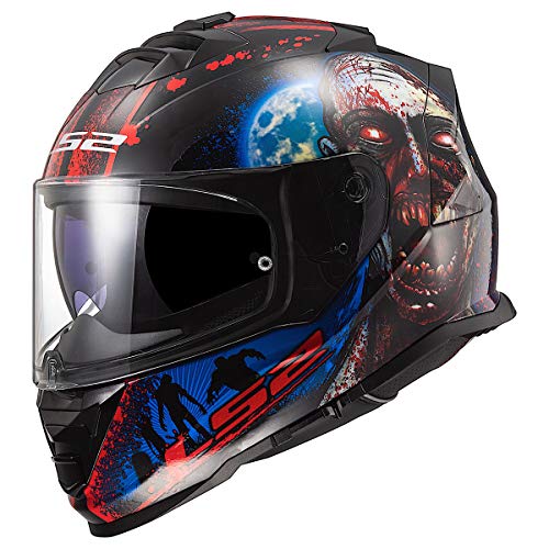 LS2 Helmets Assault I Heart Brains Full Face Motorcycle Helmet W/SunShield (Black/Glow - Small)