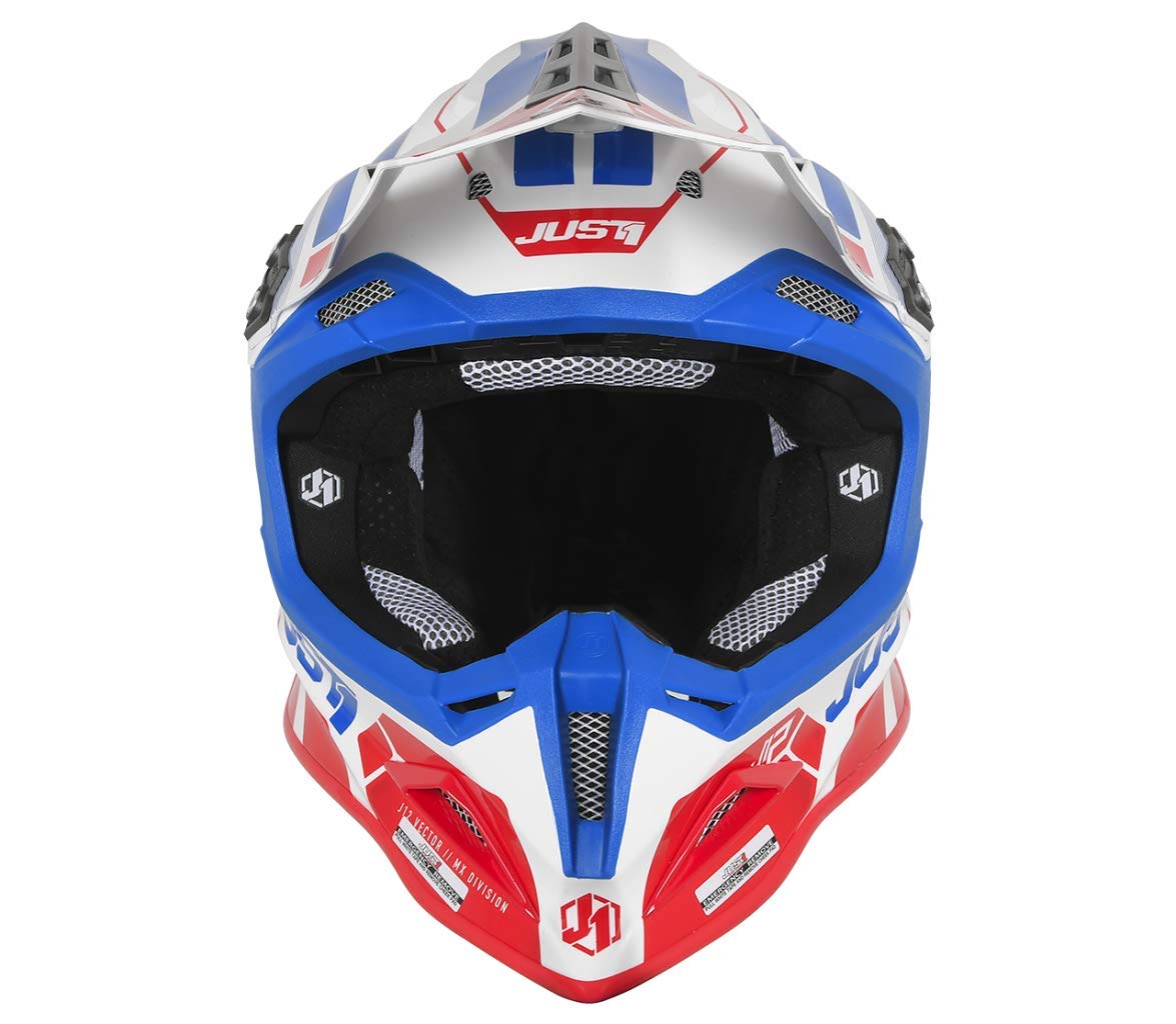 JUST 1 Vector Carbon Fiber MX Helmet (Vector Red/Blue/White Carbon) - Small