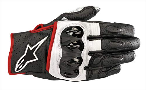 Alpinestars Celer V2 Leather Gloves (Black/White/Red Fluo) - Small