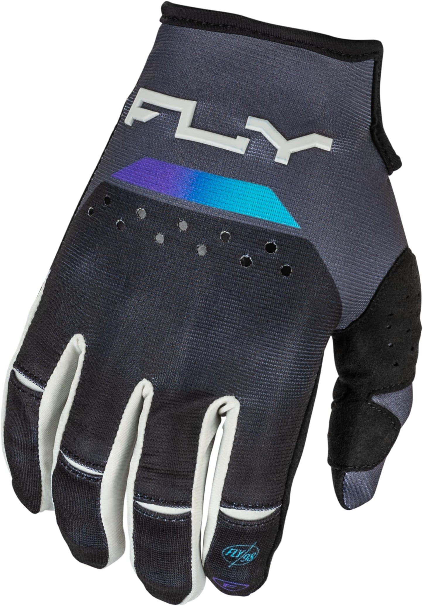 Fly Racing 2024 Adult Kinetic Reload Gloves (Charcoal/Black/Blue-Iridium) - Medium