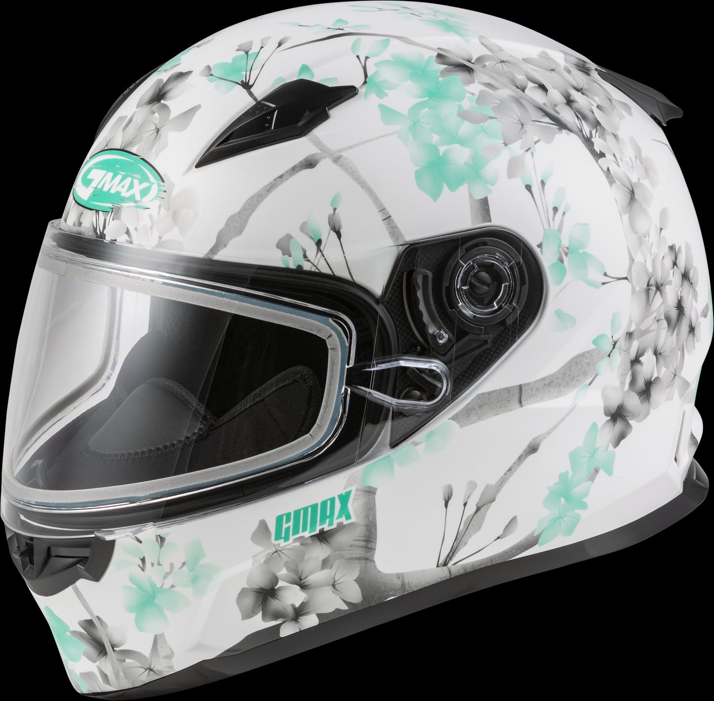 GMAX FF-49S Blossom Snow Helmet (Matte White/Teal/Grey) - XL