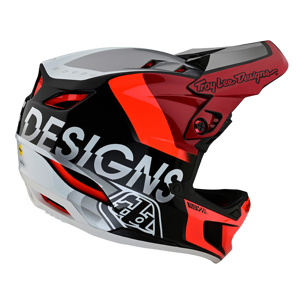 Troy Lee Designs D4 Composite Full Face Mountain Bike Helmet (Qualifier Silver/Red)