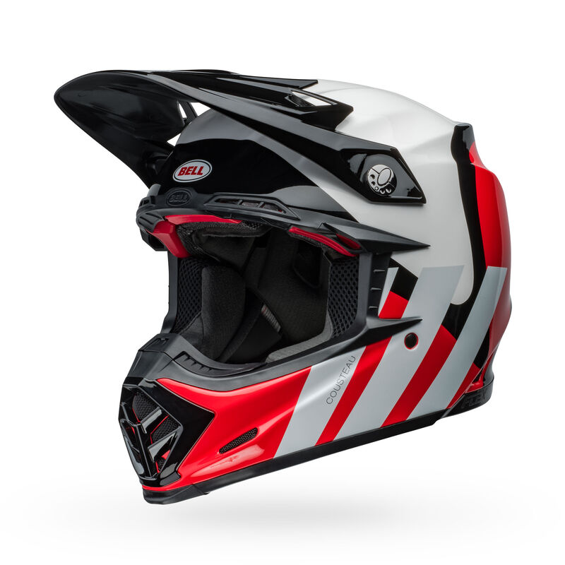 Bell Moto-9S Flex Helmets (Hello Cousteau Stripes Gloss White/Red)