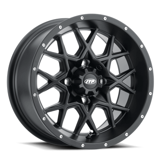 ITP Hurricane 14x7 / 4x110 BP / 2+5 Offset Matte Black Wheel