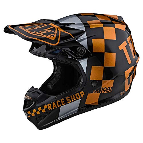 Troy Lee Designs Adult Motocross SE4 Polyacrylite w/MIPS Checker Helmet (Black/Gold)