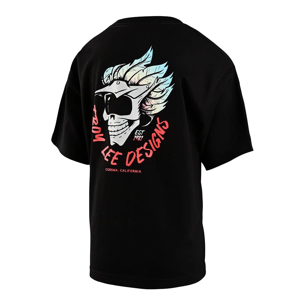 Troy Lee Designs Motorcycle Motocross Racing T Shirts for Youth, Youth Feathers Short Sleeve Tee (Black, Small)