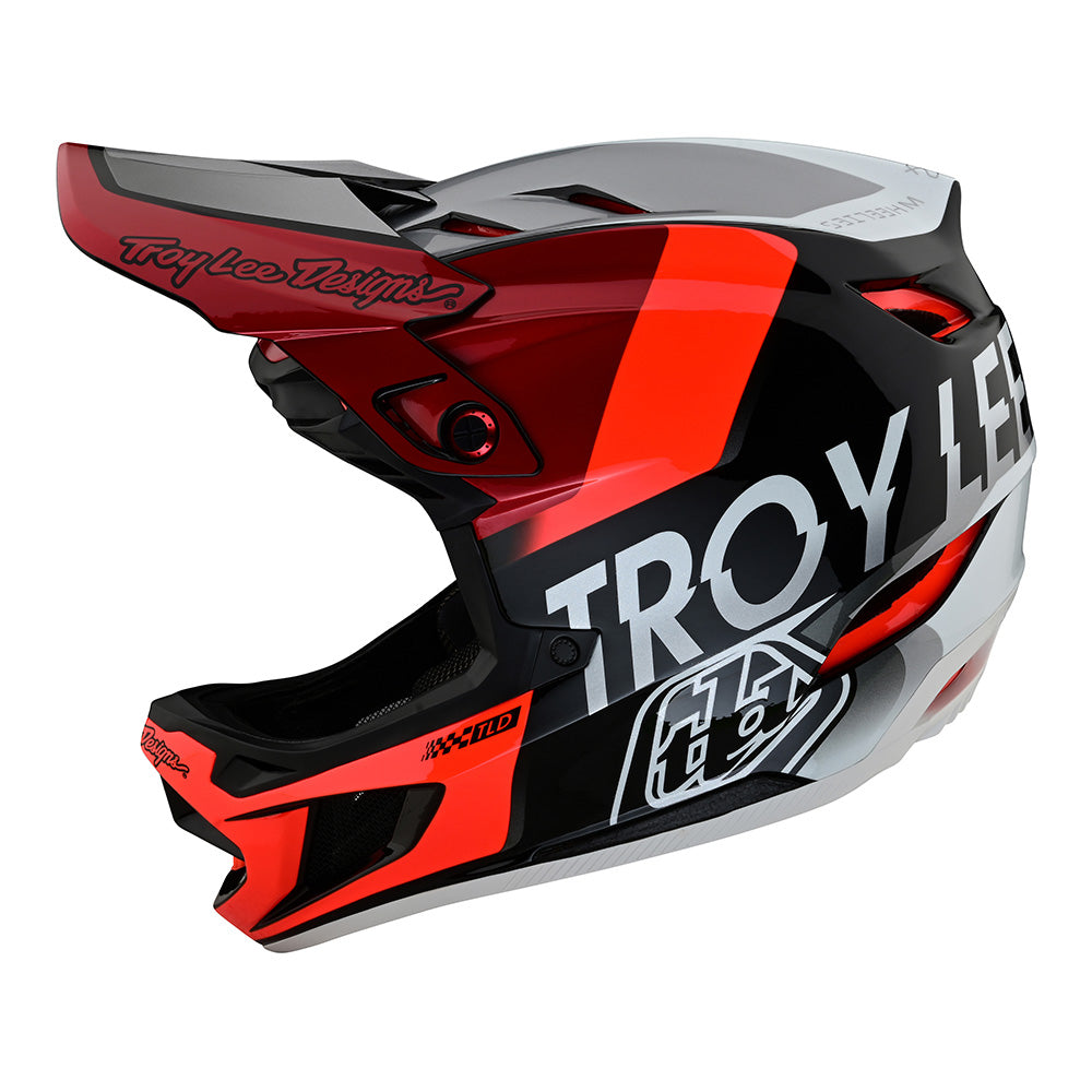 Troy Lee Designs D4 Composite Full Face Mountain Bike Helmet (Qualifier Silver/Red)