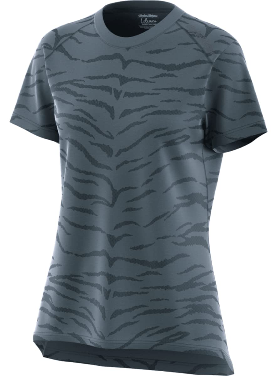 Troy Lee Designs Womens Short Sleeve Lilium Jersey (Tiger Jacquard Steel Green)