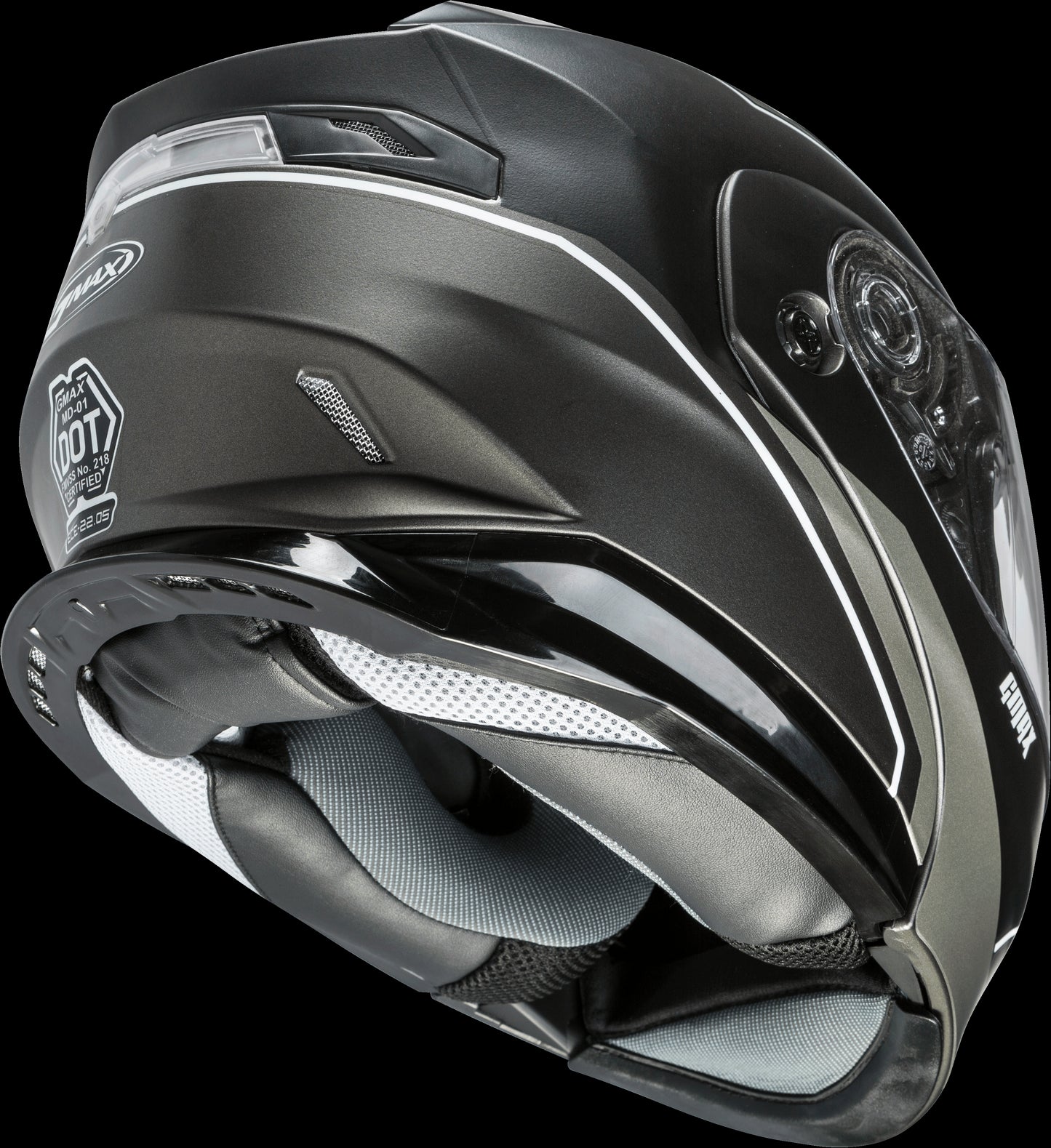 GMAX MD-01 Exploit Modular Helmet (Matte Black/Silver) - Small