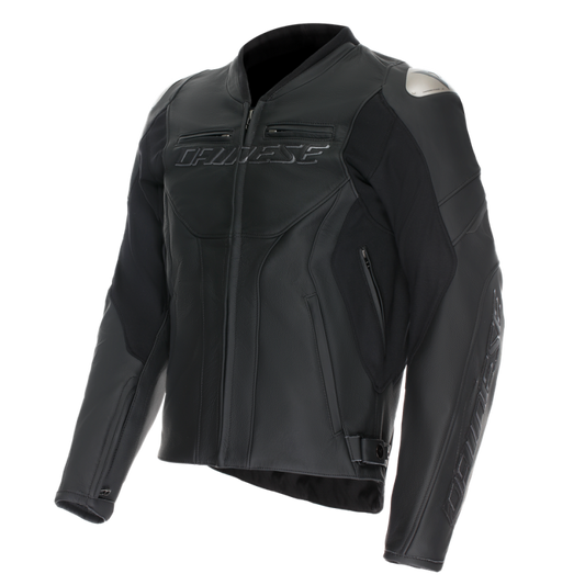 Dainese Racing 5 Leather Jacket - Black/Black/Black, Size 48 (Part Number: dai2015300031-691-48)