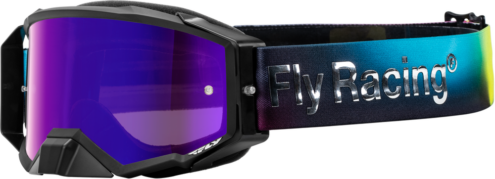 Fly Racing 2024 Adult Zone Elite Legacy Goggle (Fuchsia/Electric Blue/Hi-Vis with Magenta/Teal Mirror/Smoke Lens)