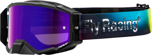 Fly Racing 2024 Adult Zone Elite Legacy Goggle (Fuchsia/Electric Blue/Hi-Vis with Magenta/Teal Mirror/Smoke Lens)