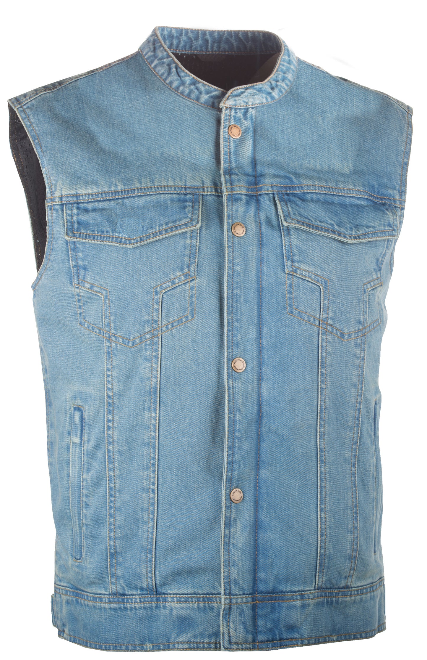 Highway 21 Iron Sights Club Denim Motorcycle Vest (Blue)