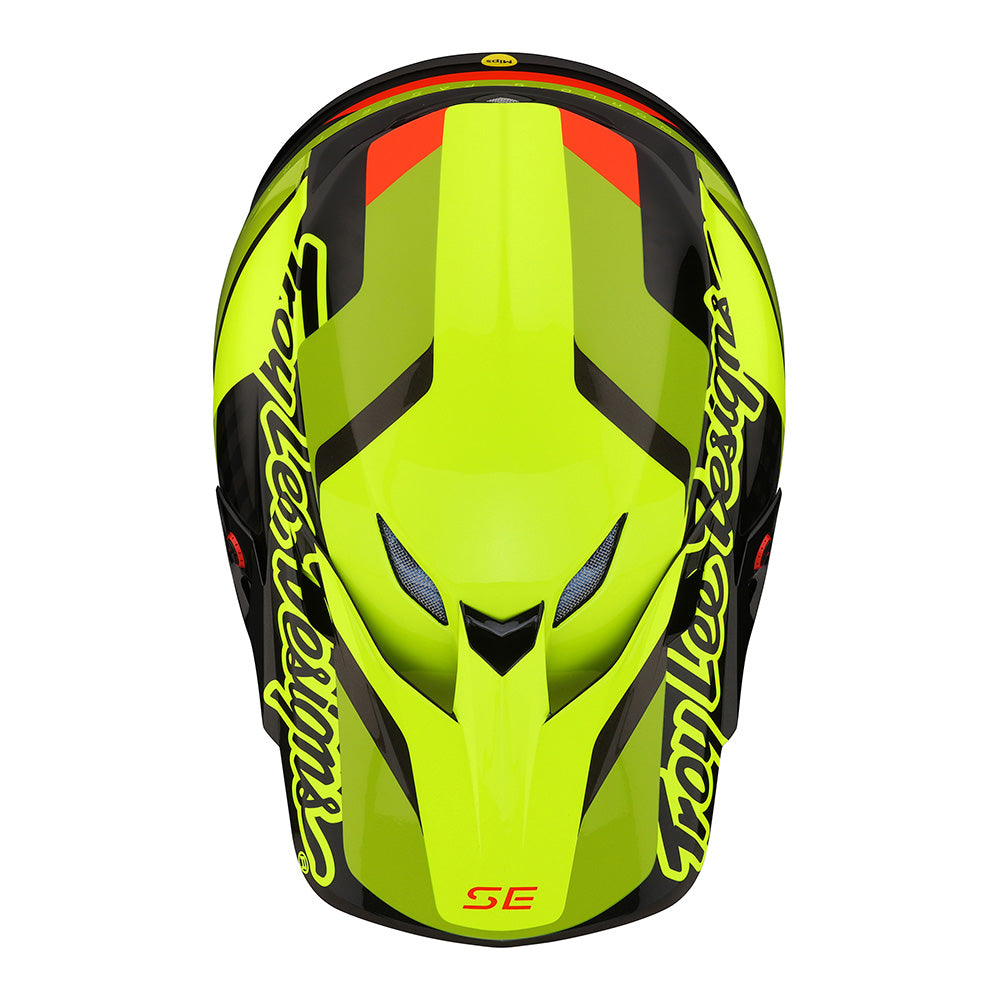 Troy Lee Designs Adult SE5 Carbon MX Helmet W/MIPS (Omega Black / Flo Yellow, Small)