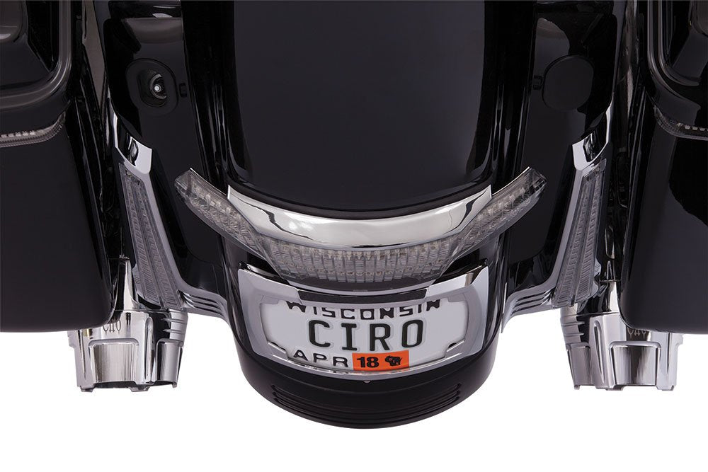 Ciro Latitude Tail Light with License Plate Holder for 14-23' Harley Davidson Touring Models (Chrome w/ Light Smoke Lens) 40053