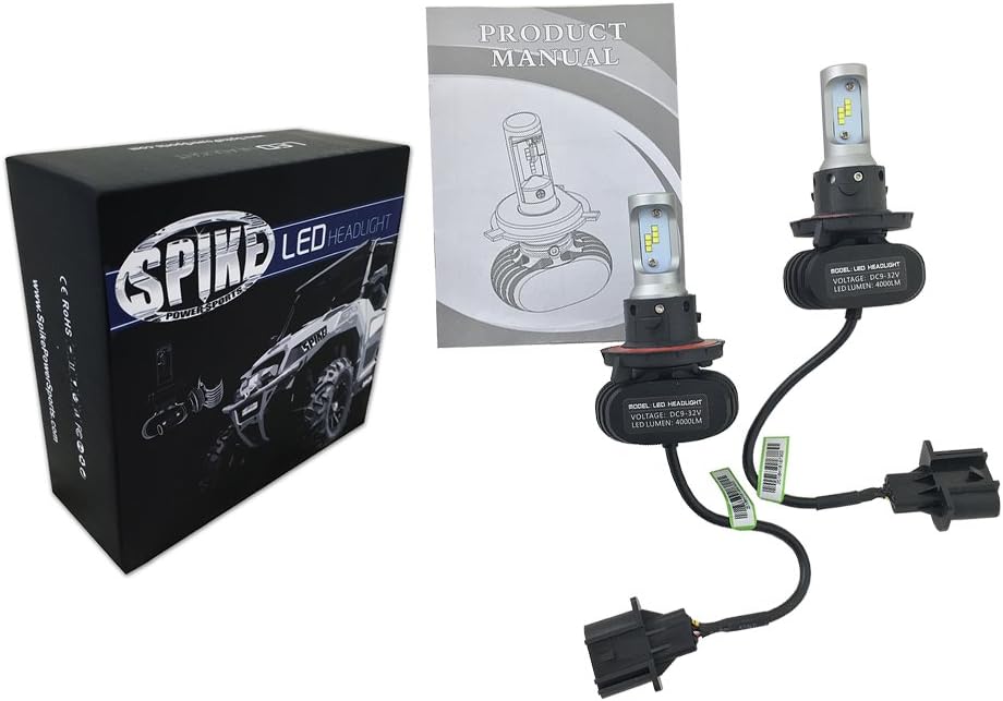 Spike LED Headlight High/Low Bulbs 4000 Lumens For Polaris UTV