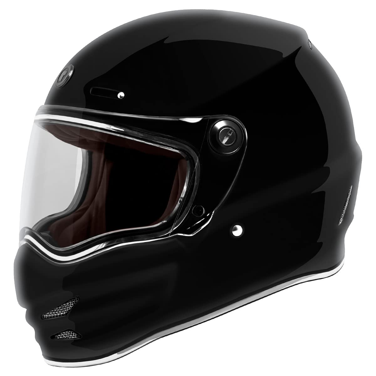 TORC T9 Retro Fiberglass Motorcycle Helmet (Gloss Black) - Large