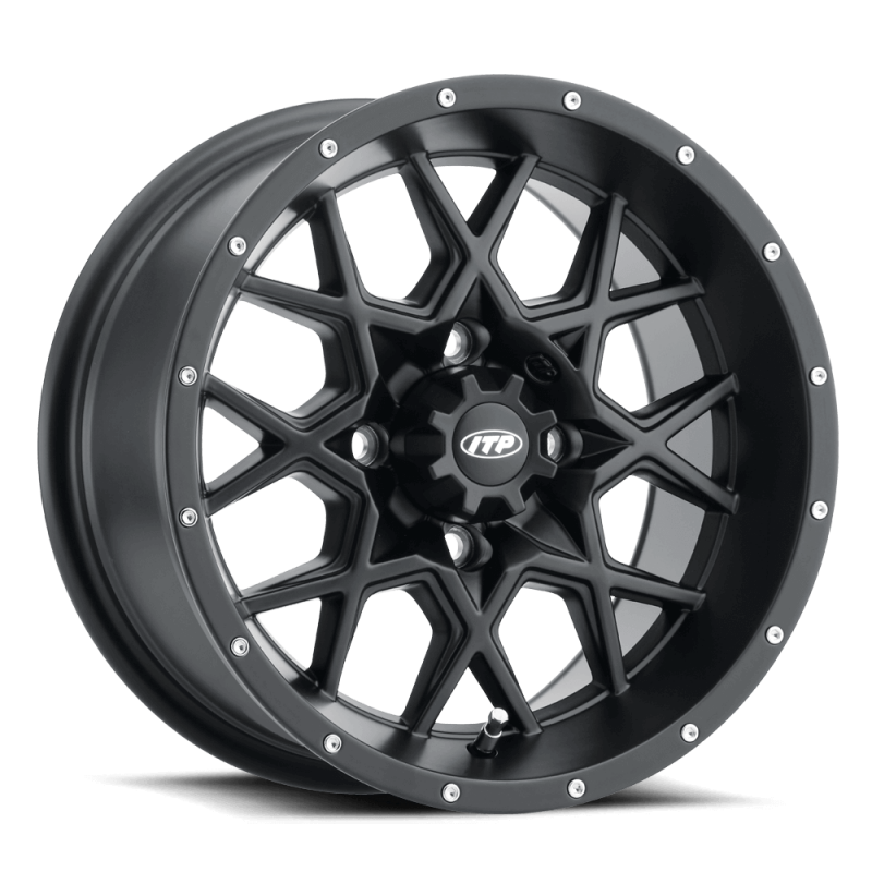 ITP Hurricane 14x7 / 4x156 BP / 4+3 Offset Matte Black Wheel