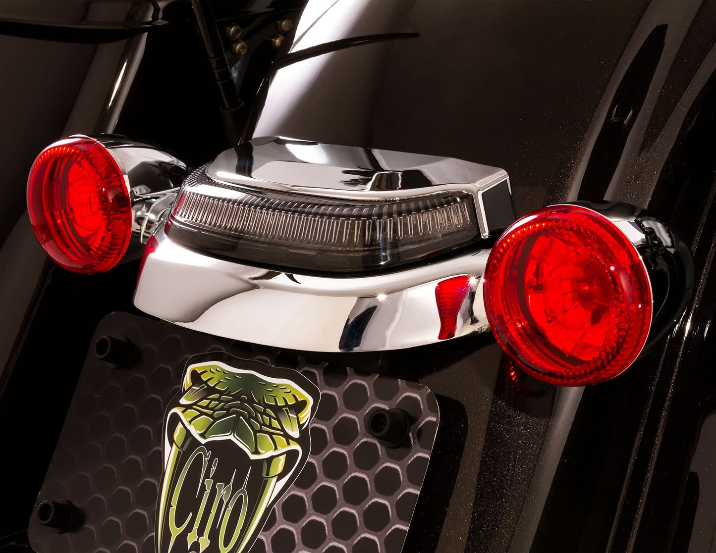 Ciro Crown Tail Light with Lightstrike Technology (Chrome w/ Light Smoke Lens)