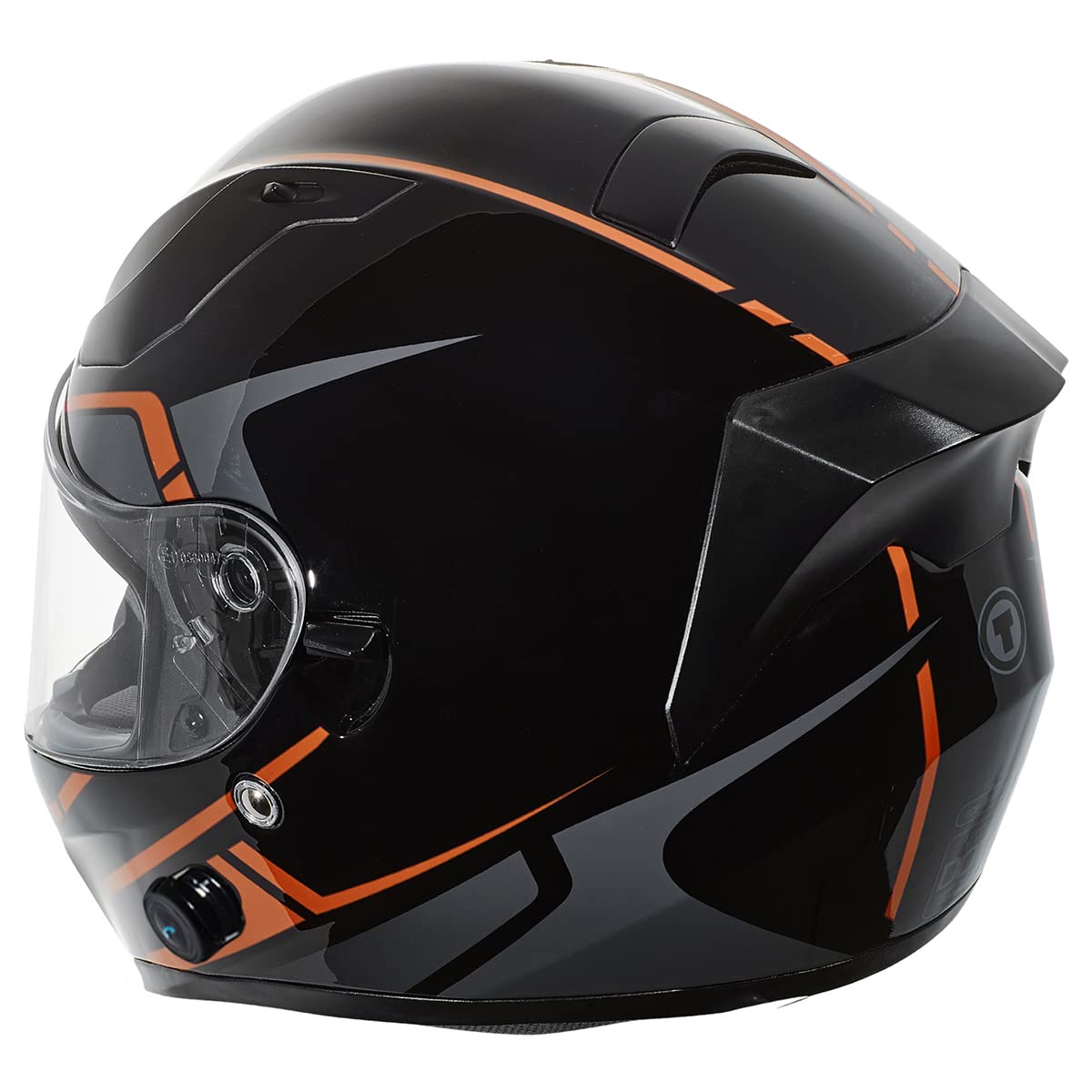 TORC T15B Bluetooth Integrated Motorcycle Helmet (Gloss Black/Rush Orange) - Small