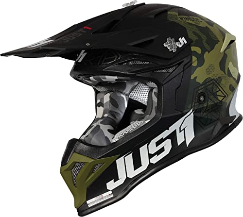 JUST 1 J39 Kinetic Thermoplastic Resin MX Helmet (Matte Black Camo Green) - XS