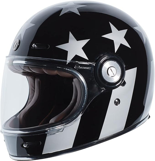 TORC T1 Retro Motorcycle Helmet (Captain Vegas Gloss Black) - Medium