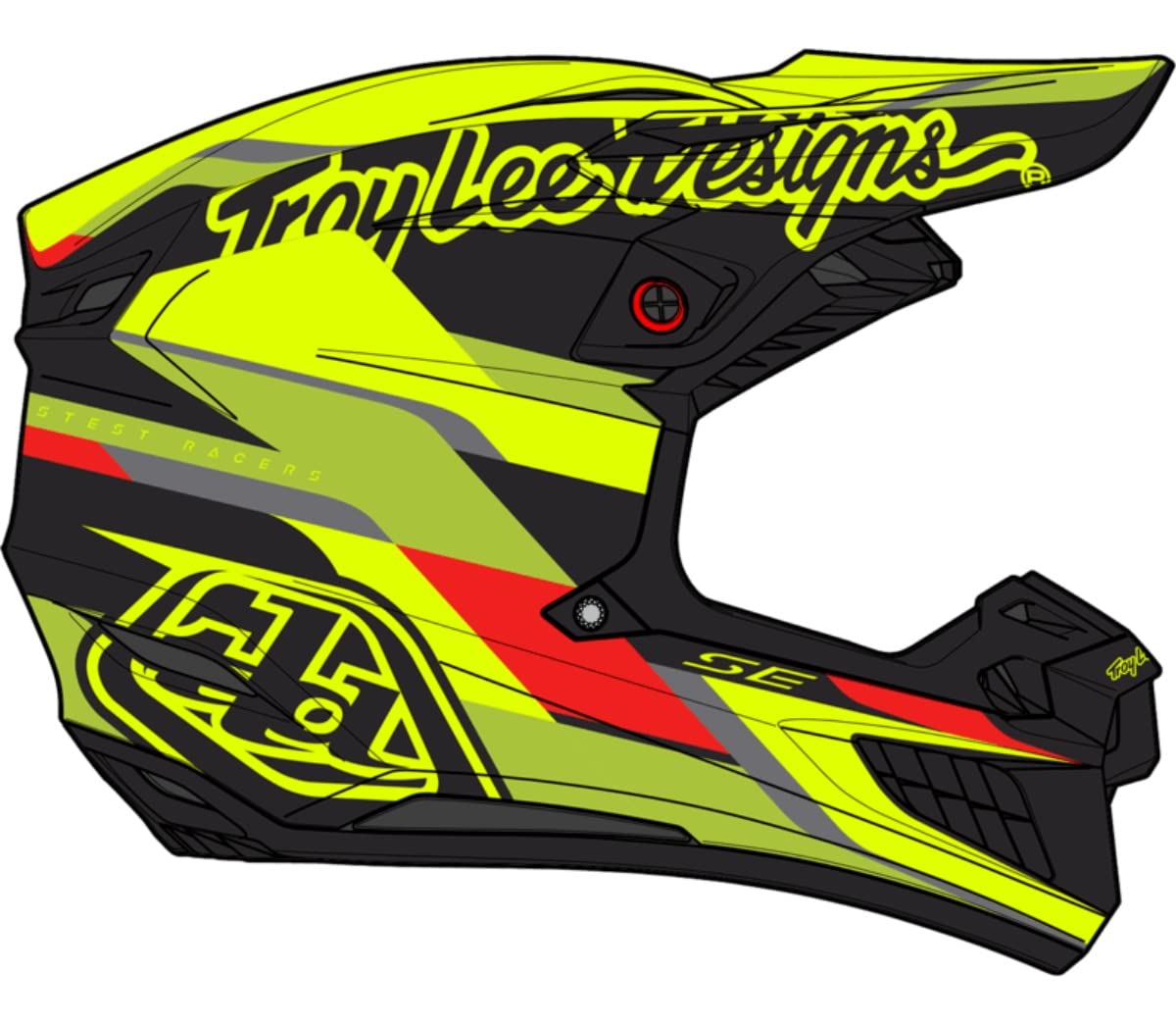 Troy Lee Designs SE5 Carbon Adult Motocross Dirt Bike Helmet W/MIPS, Omega Black / Flo Yellow, X-Large