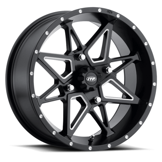 ITP Tornado 14X7 / 4x110 BP / 2+5 Offset Matte Black w/ Milled Accents Wheel