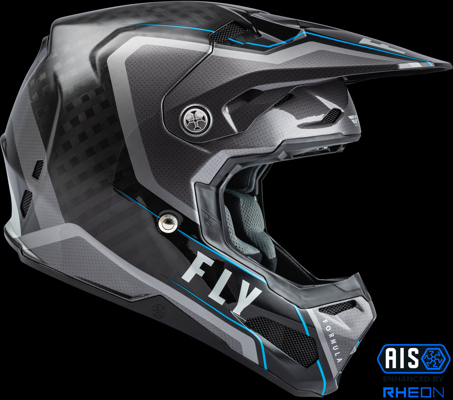 Fly Racing Formula Carbon Axon Helmet (Black / Grey / Blue) - XS