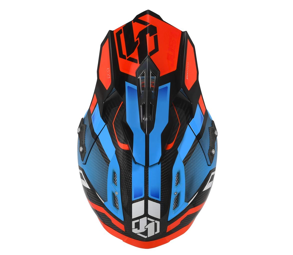 JUST 1 Vector Carbon Fiber MX Helmet (Vector Orange/Blue/Carbon Gloss) - XL