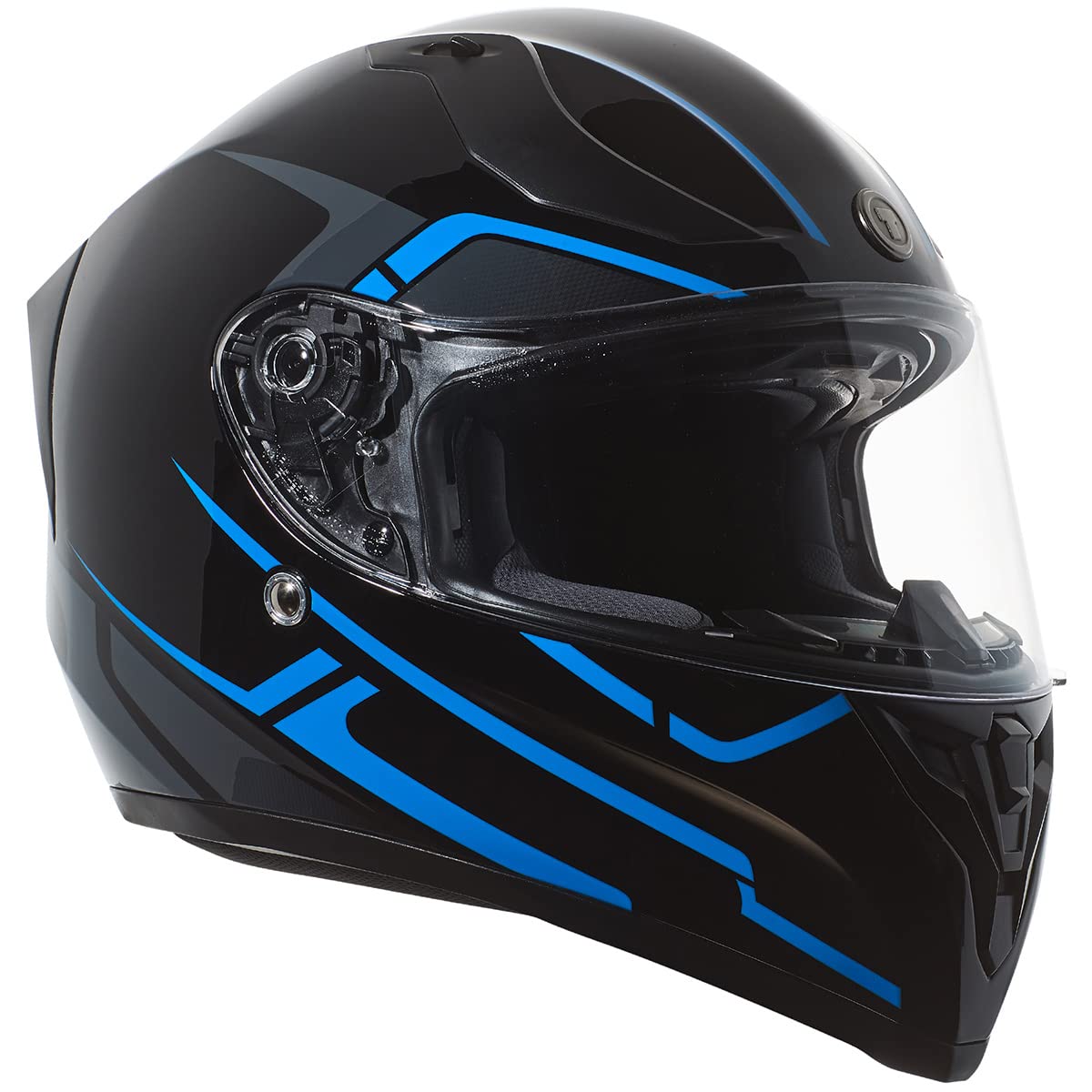 TORC T15B Bluetooth Integrated Motorcycle Helmet (Gloss Black/Rush Blue) - XS