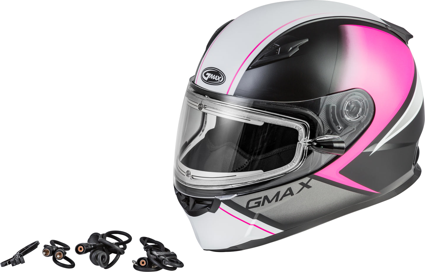 GMAX FF-49S Hail Snow Helmet w/ Electric Shield (Matte Black/Pink/White) - XL