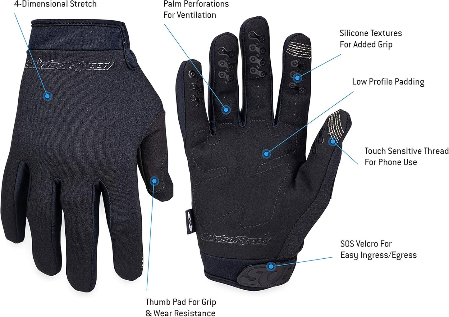 Saints of Speed Motorcycle Gloves (Blackout II) - XL