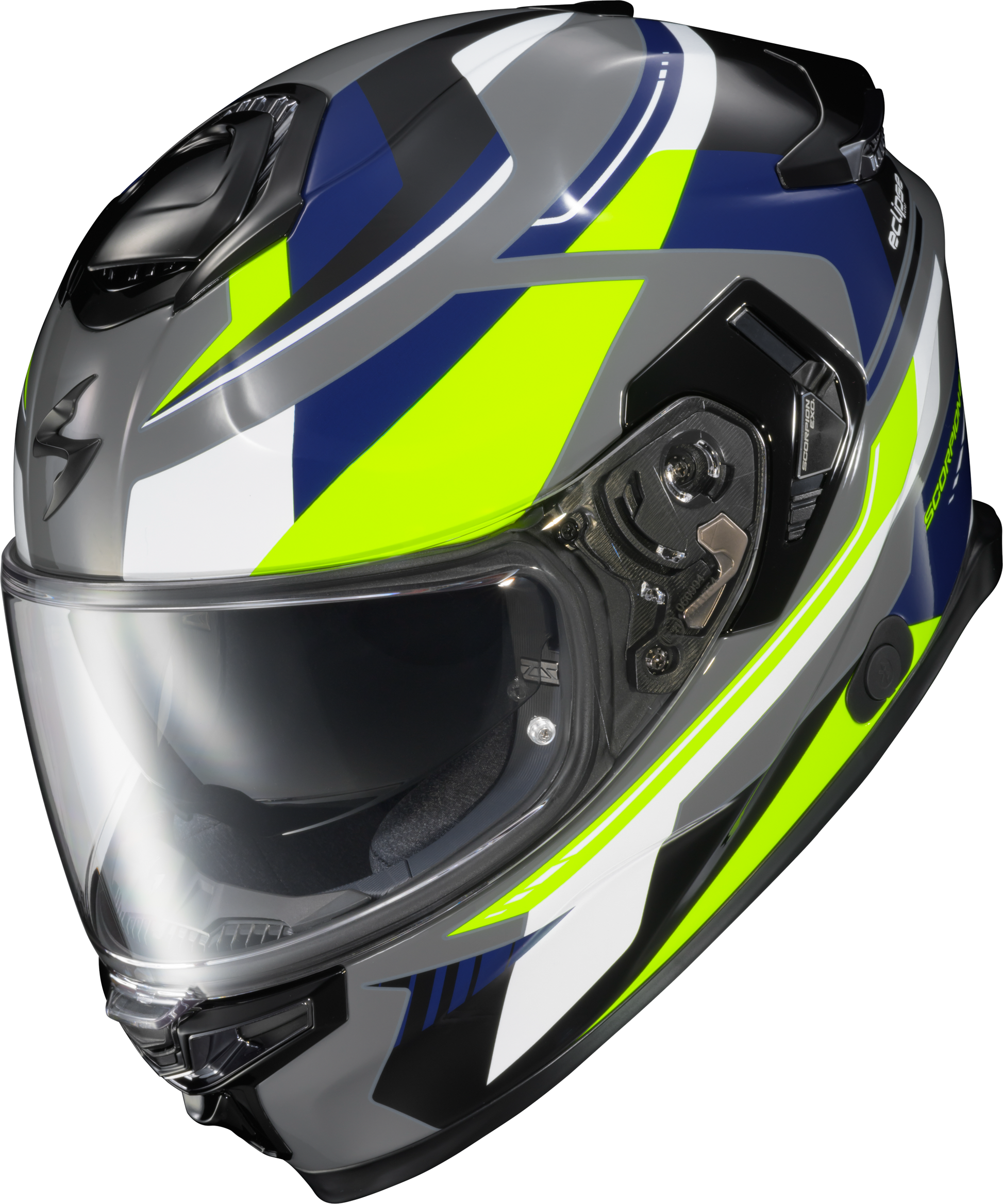 Scorpion EXO ECL-1126 Eclipse Full Face Helmet in Lunar Grey/Hi Vis/Blue XL