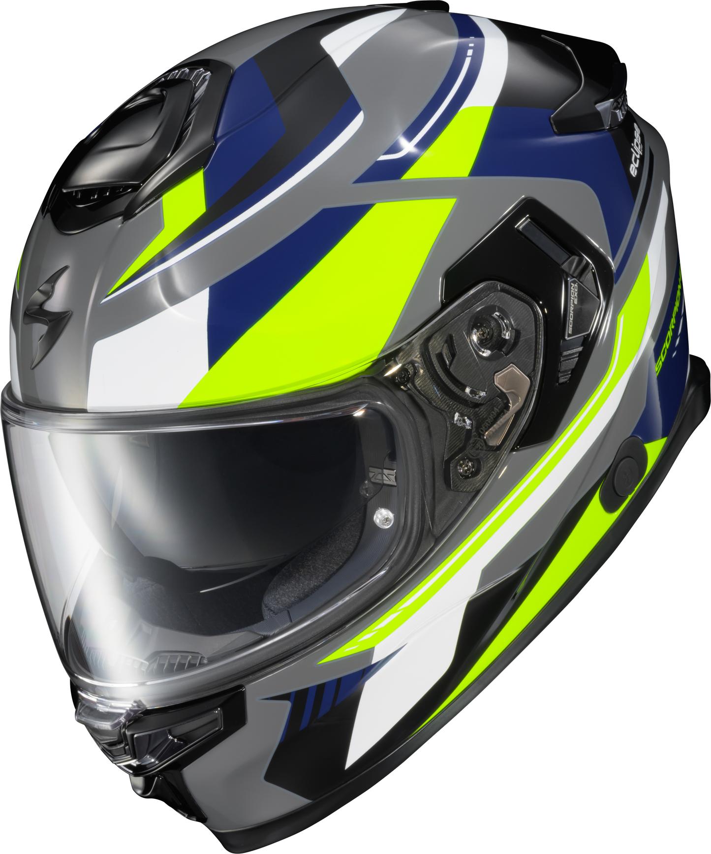 Scorpion EXO ECL-1125 Eclipse Full Face Helmet in Lunar Grey/Hi Vis/Blue - Large