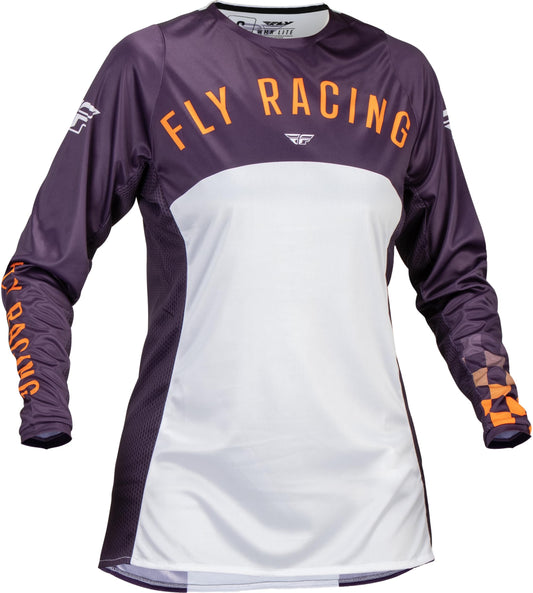 Fly Racing Women's Lite Jersey (Deep Purple/White/Neon Coral) - XL