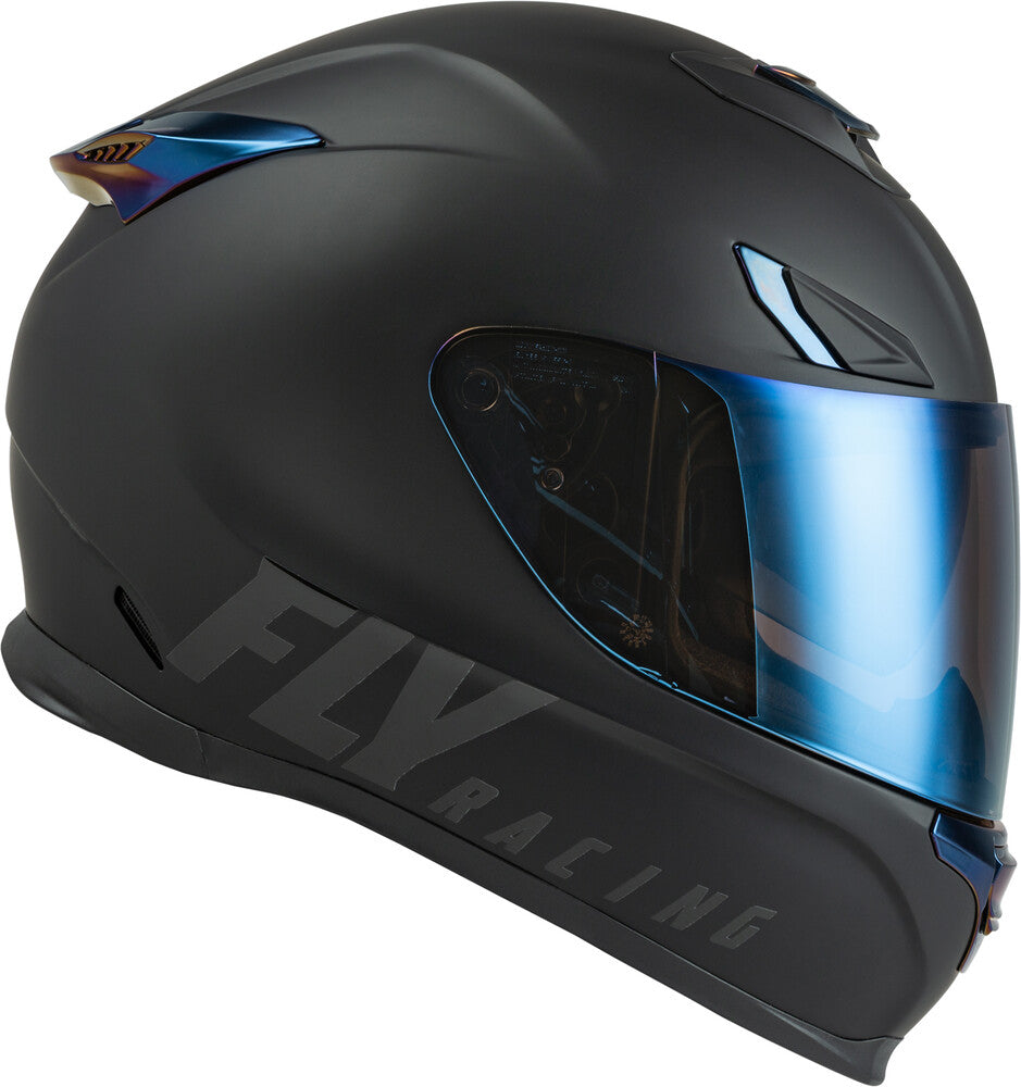 Fly Racing Sentinel Recon Helmet (Matte Black/Blue Chrome) - Small