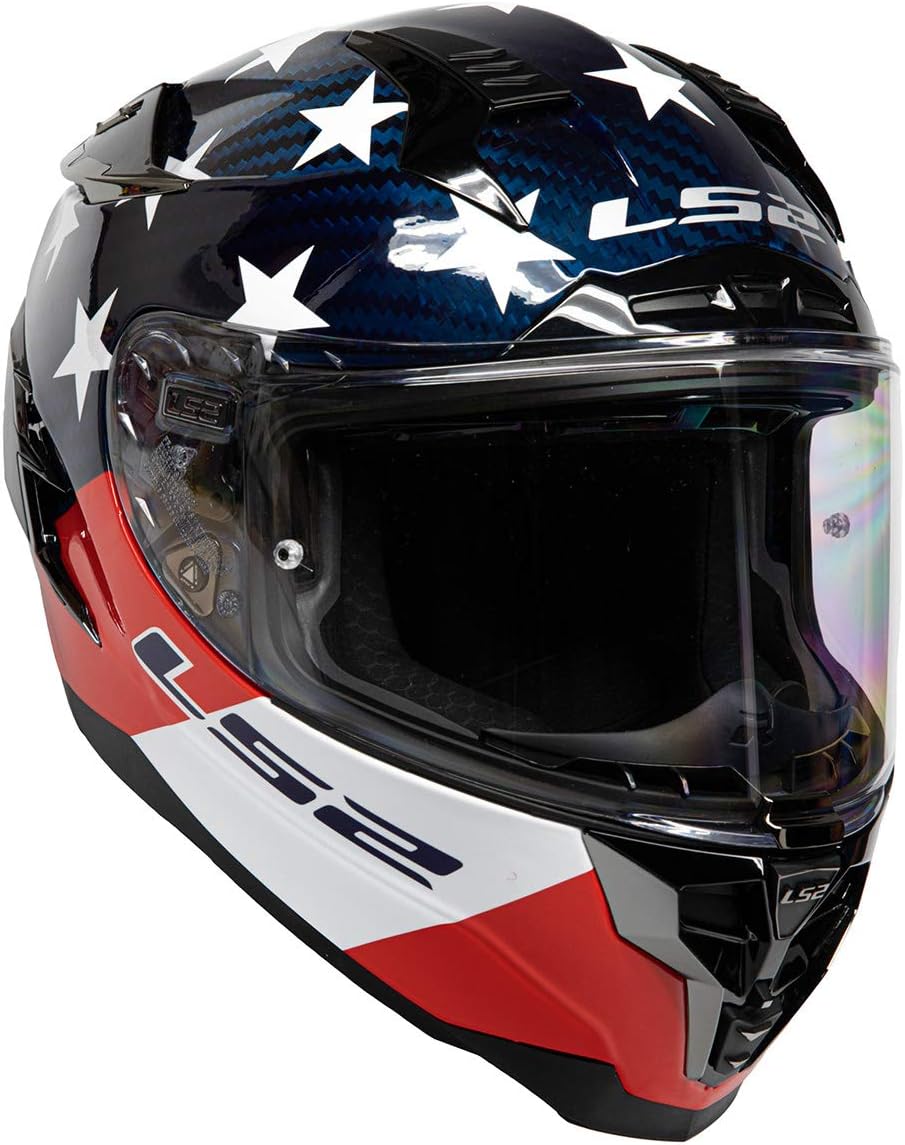 LS2 Challenger Carbon GT Americarbon Helmet (Red/Gloss White/Blue) - 3XL