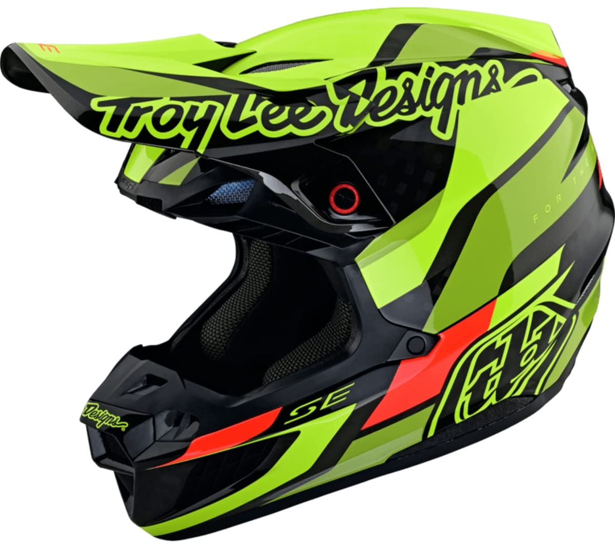 Troy Lee Designs SE5 Carbon Adult Motocross Dirt Bike Helmet W/MIPS, Omega Black / Flo Yellow, X-Large