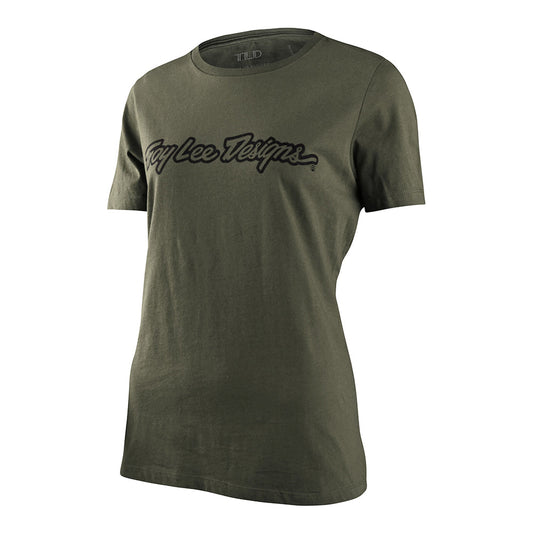 Troy Lee Designs Women's Short Sleeve Tee (Signature Military Green) - XL