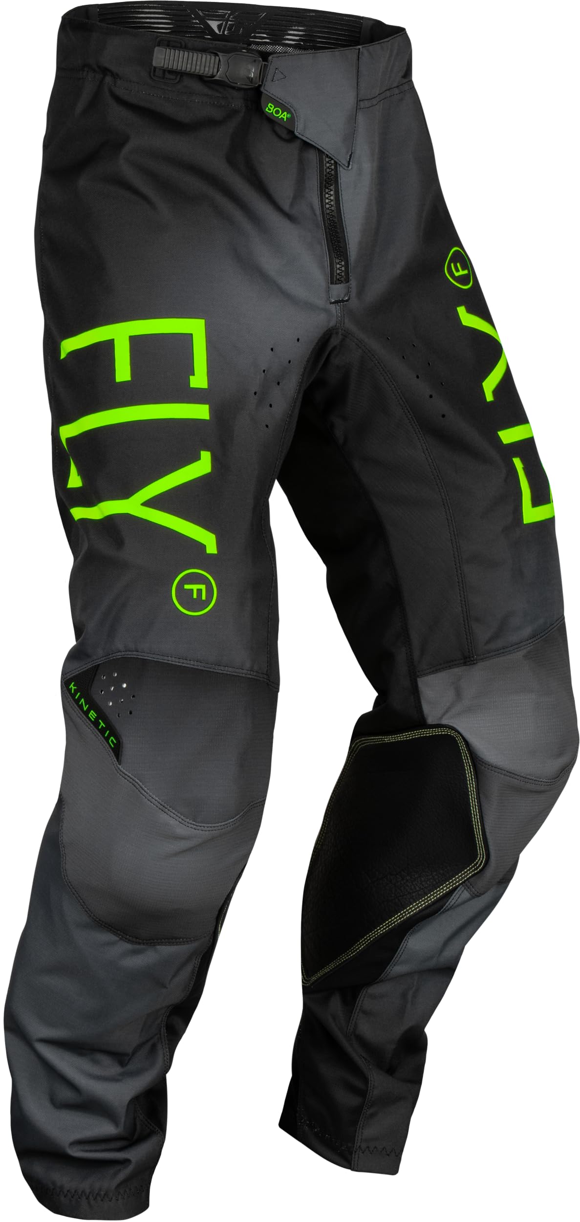 Fly Racing Kinetic Prodigy Youth Pants (Charcoal/Neon Green/True Blue)