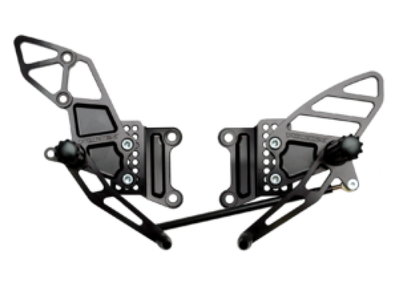 Vortex Racing 07-08 Kawasaki ZX600 Ninja ZX-6R,05-06 ZX600 Ninja ZX-6RR Adjustable Rearsets- Black