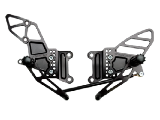 Vortex Racing 07-08 Kawasaki ZX600 Ninja ZX-6R,05-06 ZX600 Ninja ZX-6RR Adjustable Rearsets- Black