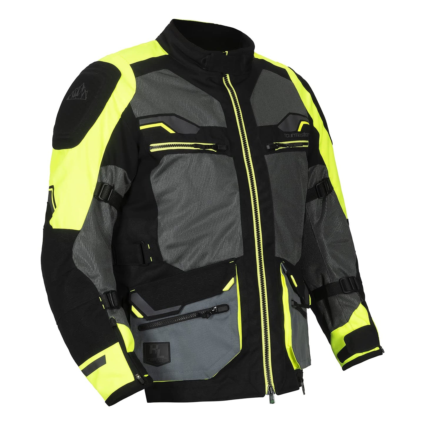 Tourmaster Men's Ridgecrest Mesh Adventure Motorcycle Jacket (Black/Hi-Vis) - Small