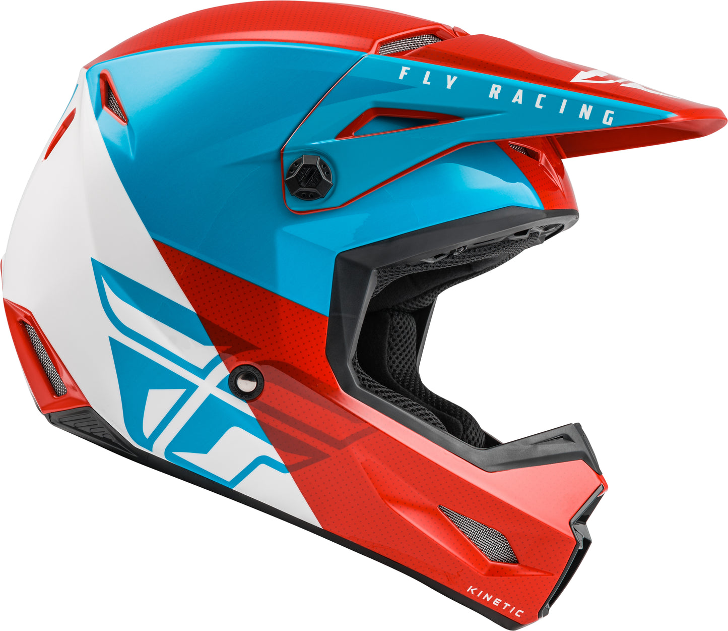 FLY Racing Kinetic Straight Edge Helmet (Red / White / Blue) - 2XL