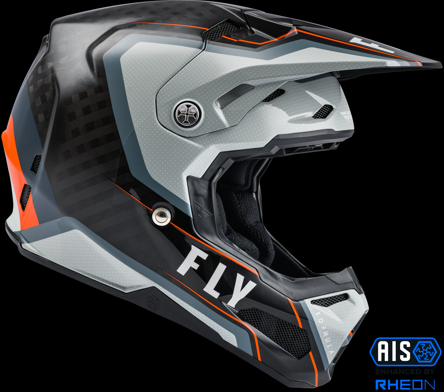 Fly Racing Formula Carbon Axon Helmet (Black / Grey / Orange) - XS