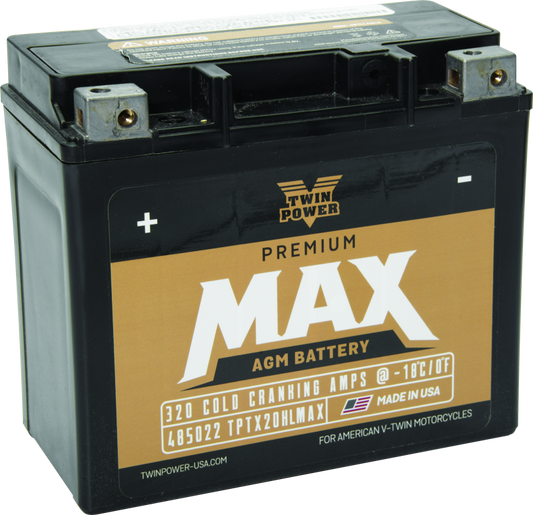 Twin Power GYZ-20HL Premium MAX Battery Replaces H-D 65989-97A Made in USA 320 CCA