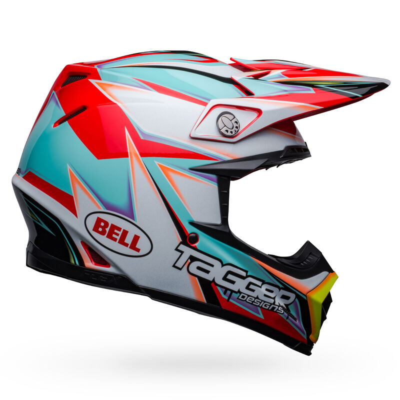 Bell Moto-9S Flex Helmets (Tagger Edge Gloss White/Aqua)