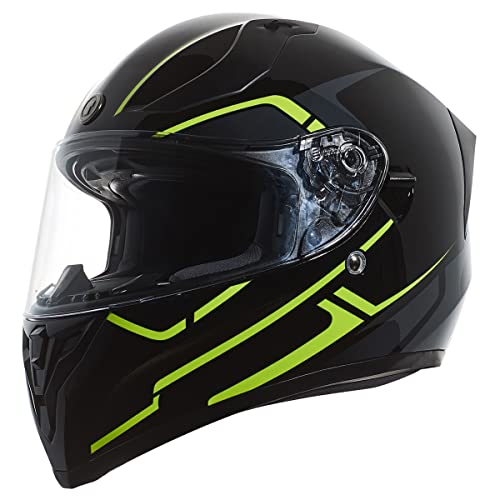 TORC T15 Motorcycle Helmet (Gloss Black/Rush Yellow) - Small